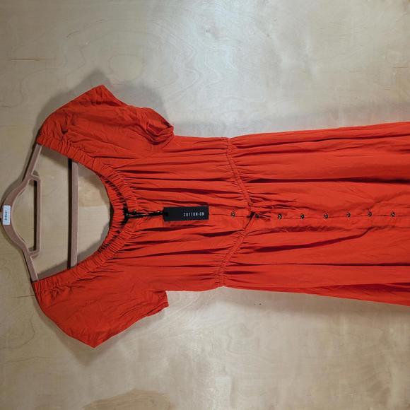 Cotton On Flamenco Off Shoulder Empire Waist Maxi Dress Women Sz L NWT - Picture 6 of 9